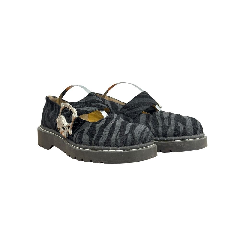 TUK Anarchic Skull Mary Jane Creeper 8 Womens Black Alternative Goth Zebra 90s